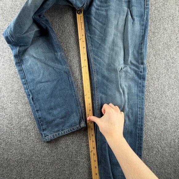 Nudie Jeans Men Denim Jeans Steady Eddie Orange Crinkle Blue Cotton ACTL 33X28 - Picture 7 of 16